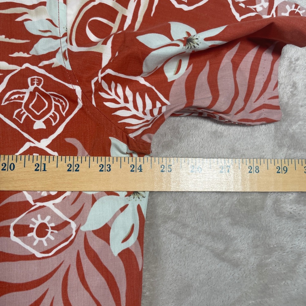 Reyn Spooner Hawaiian Shirt Pullover Mens Medium Rust Orange Tropical Print - Picture 5 of 6